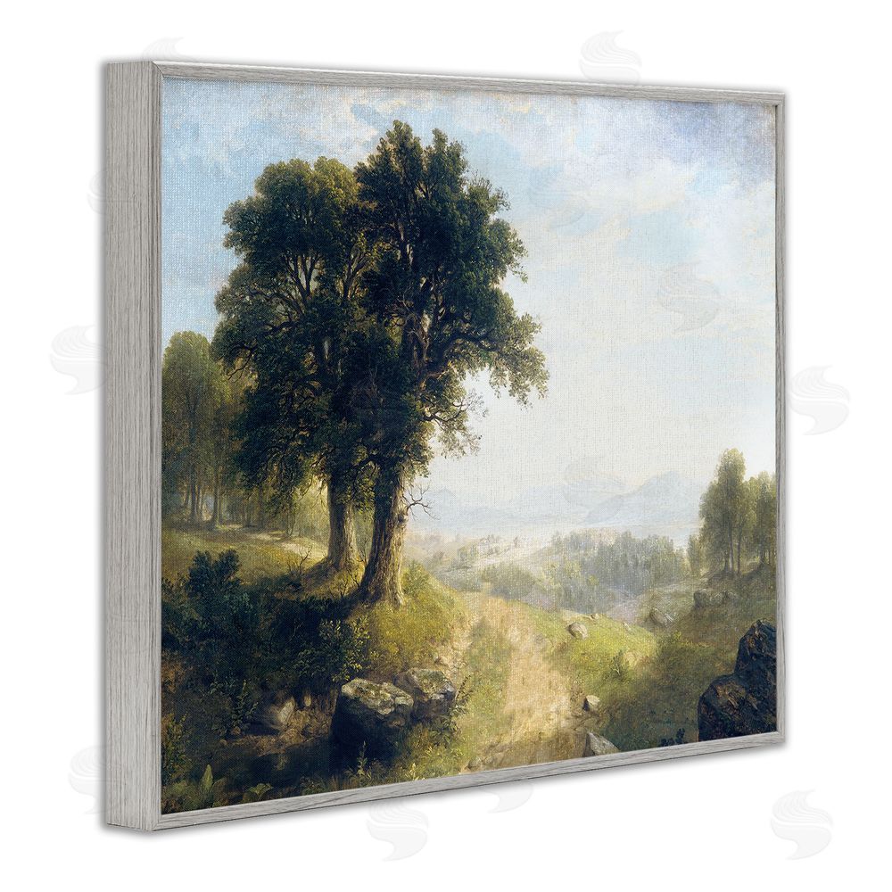 Stupell Studio Classic Rural Oak Landscape Gray Framed Giclee Wall Art Print