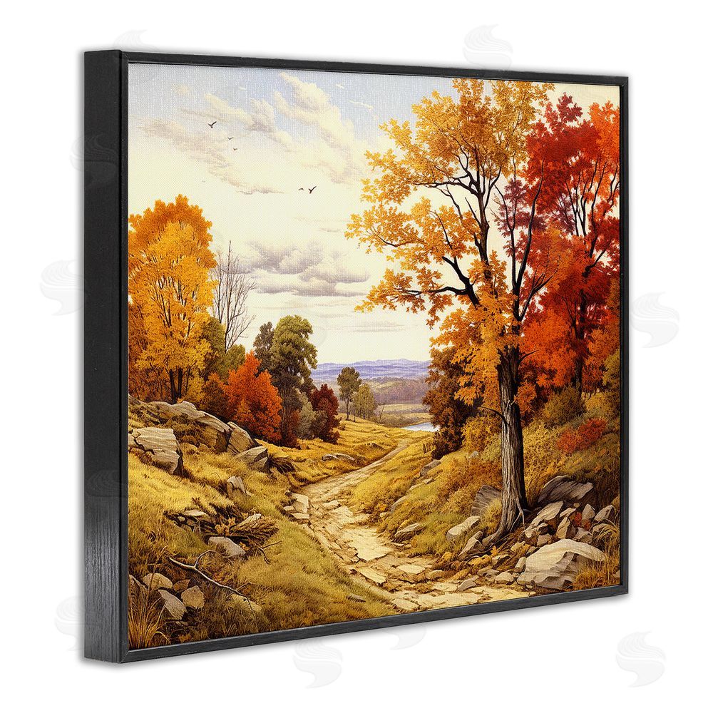 Stupell Studio Classic Fall Foliage Path Black Framed Giclee Wall Art Print