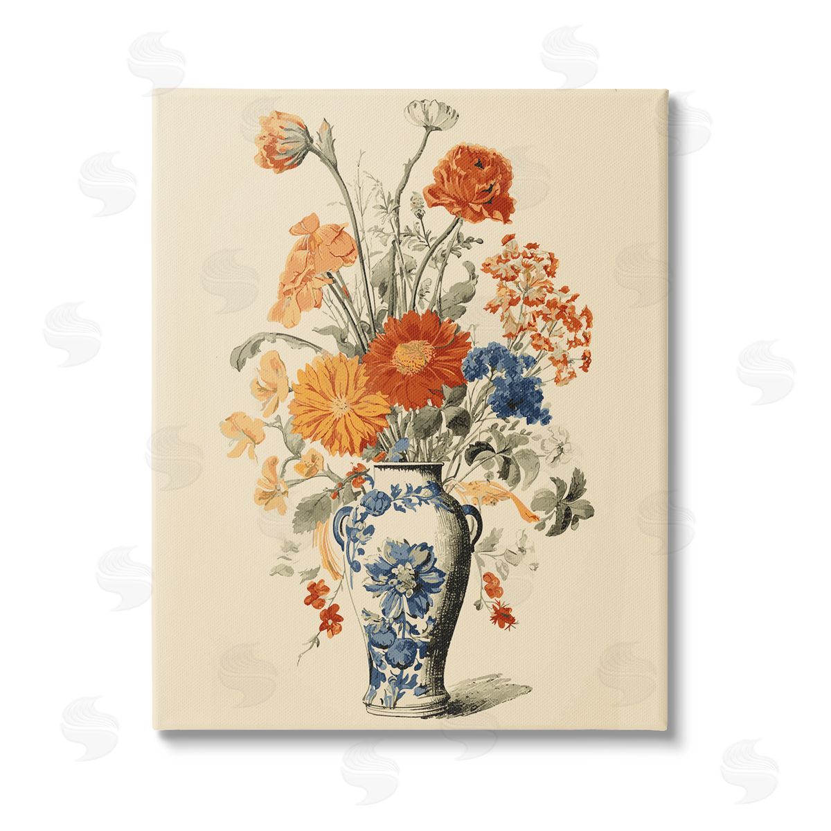 Stupell Studio Ornate Pottery Bouquet Stretched Canvas Wall Art Print