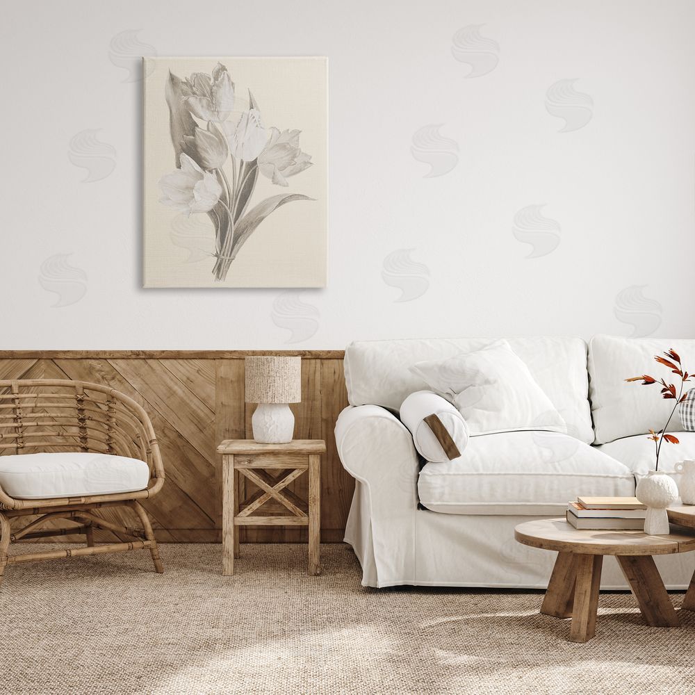 Stupell Studio Antique Tulips Drawing Canvas Wall Art Print in Room