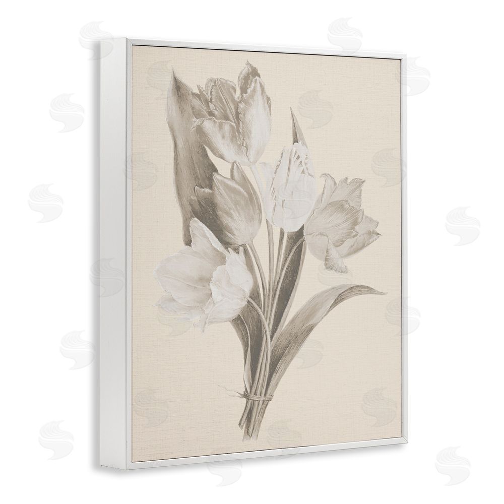 Stupell Studio Antique Tulips Drawing White Framed Giclee Wall Art Print