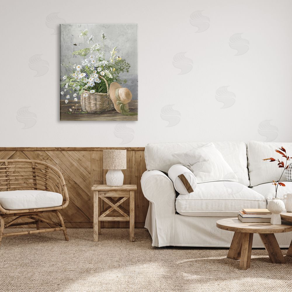 Danhui Nai Country Daisy Basket Canvas Wall Art Print in Room