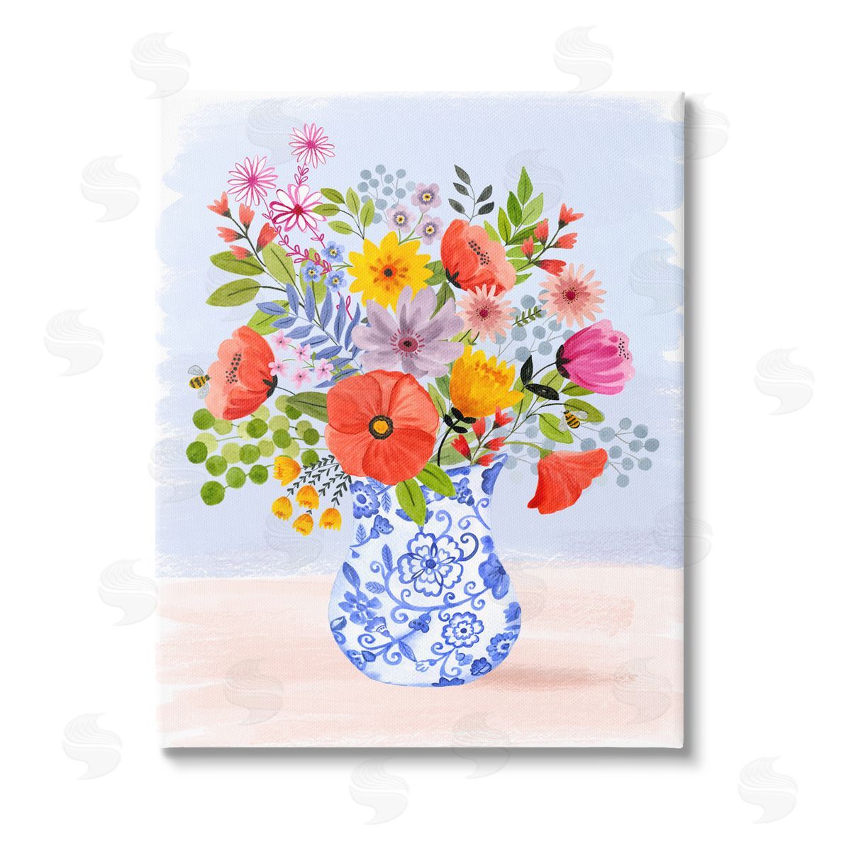 Sharon Lee Bright Flowers in Pottery Stretched Canvas Wall Art Print