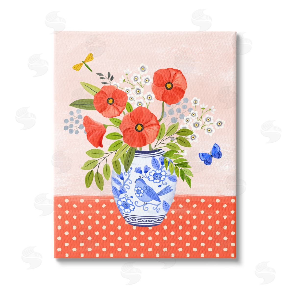Sharon Lee Bright Bouquet on Polka Dots Stretched Canvas Wall Art Print