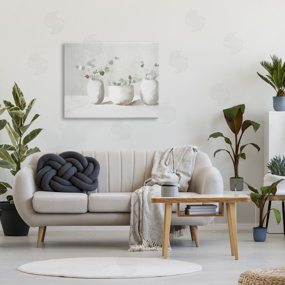 Ramona Murdock Subtle White Eucalyptus Canvas Wall Art Print in Room