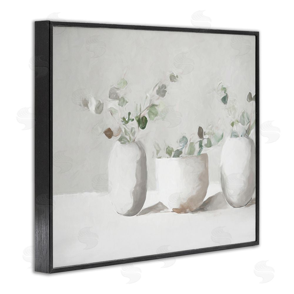 Ramona Murdock Subtle White Eucalyptus Black Framed Giclee Wall Art Print