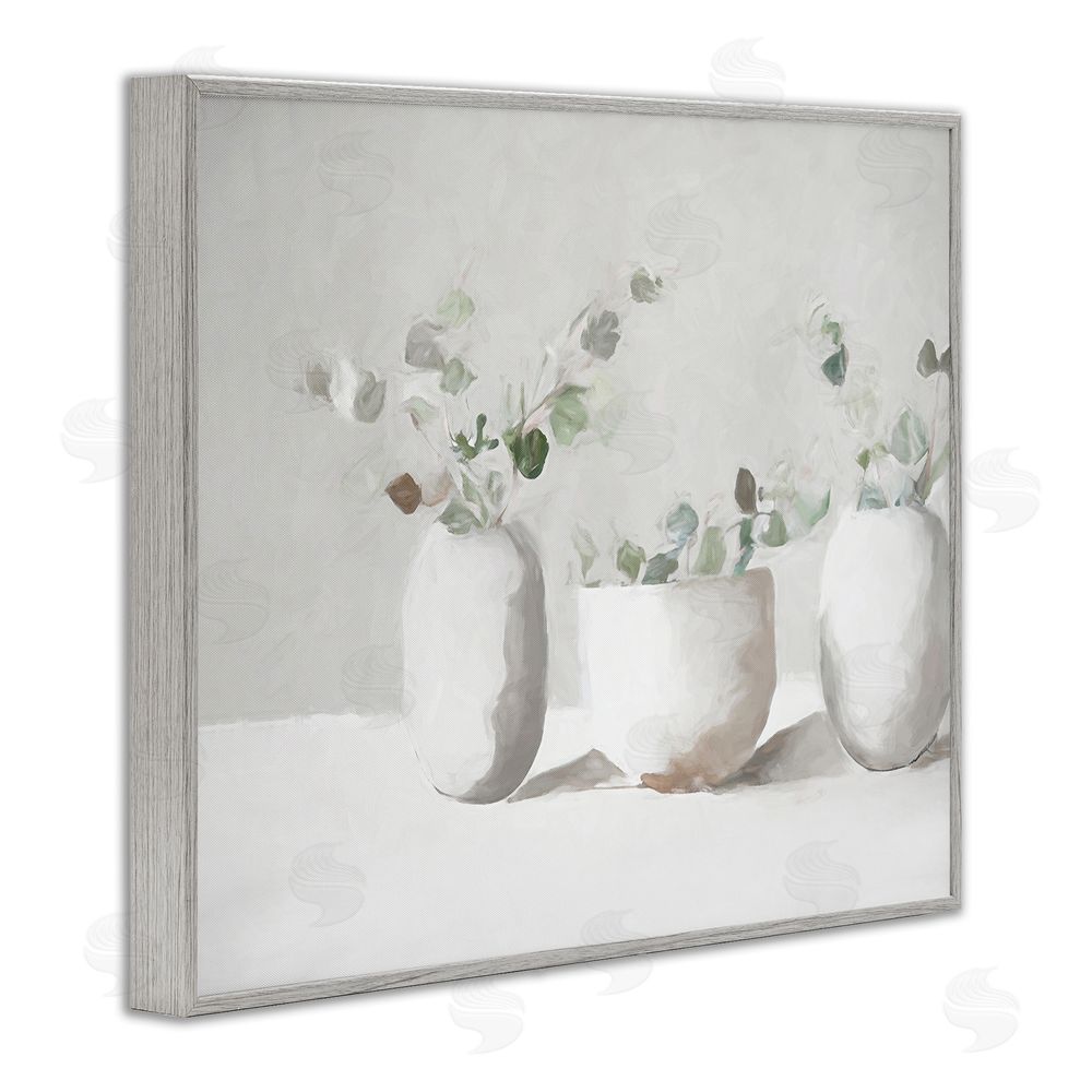 Ramona Murdock Subtle White Eucalyptus Gray Framed Giclee Wall Art Print