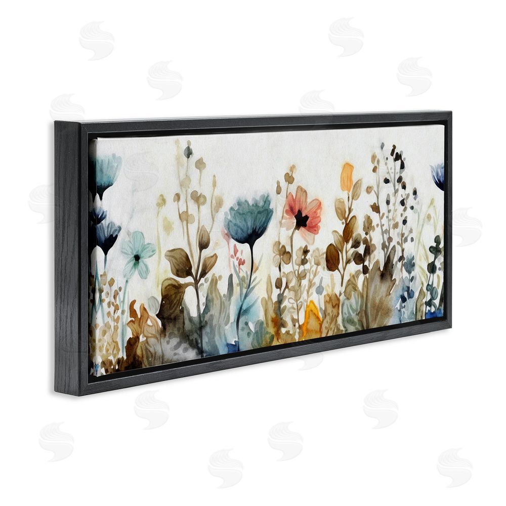 Ziwei Li Earth Tones Garden Blooms Black Floating Frame Canvas Wall Art Print