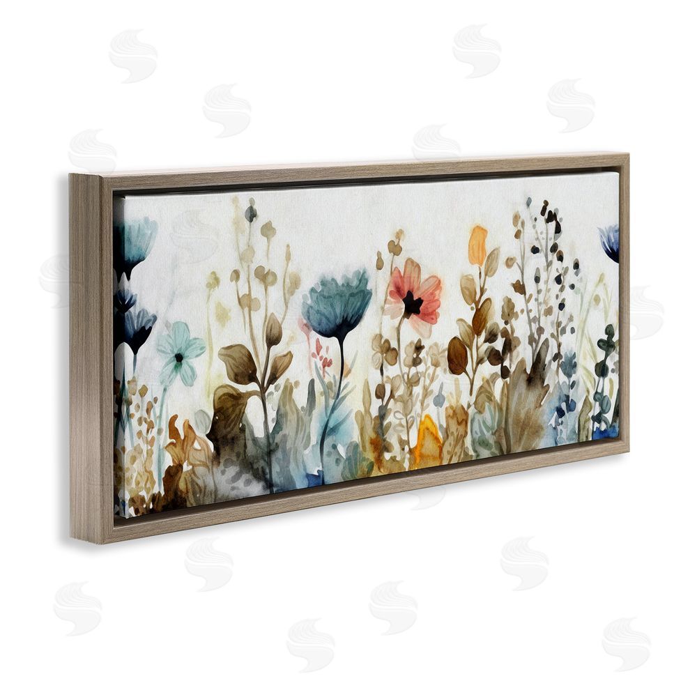 Ziwei Li Earth Tones Garden Blooms Brown Floating Frame Canvas Wall Art Print