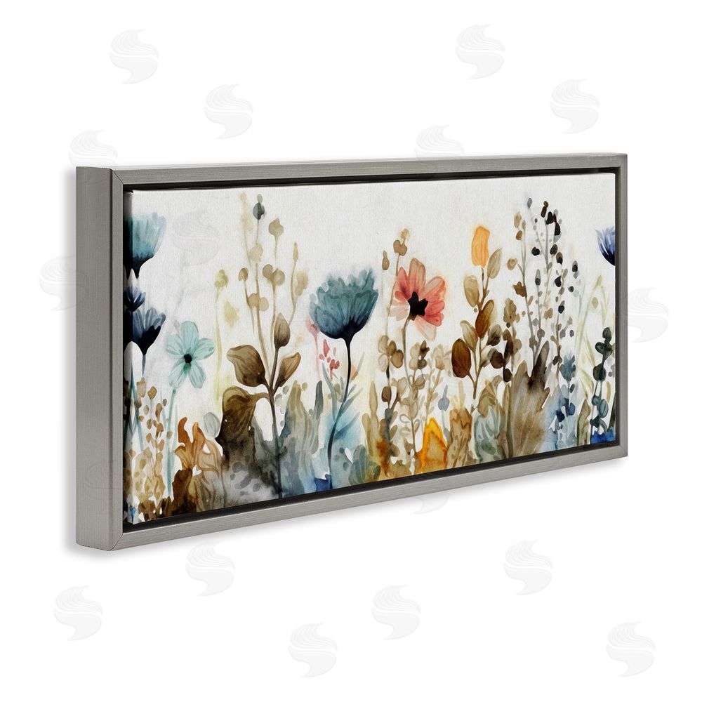 Ziwei Li Earth Tones Garden Blooms Grey Floating Frame Canvas Wall Art Print