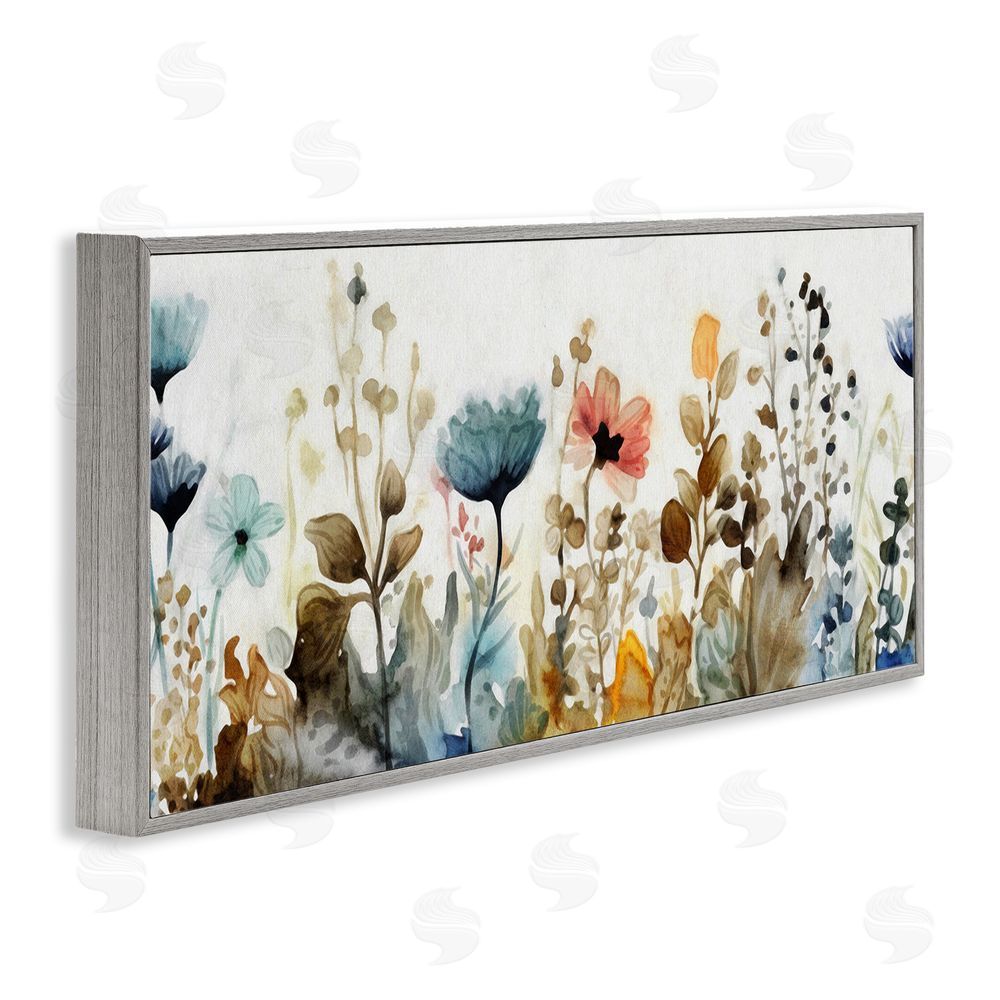 Ziwei Li Earth Tones Garden Blooms Gray Framed Giclee Wall Art Print