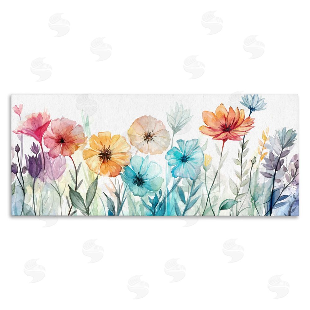 Ziwei Li Rainbow Hued Blossoms Stretched Canvas Wall Art Print