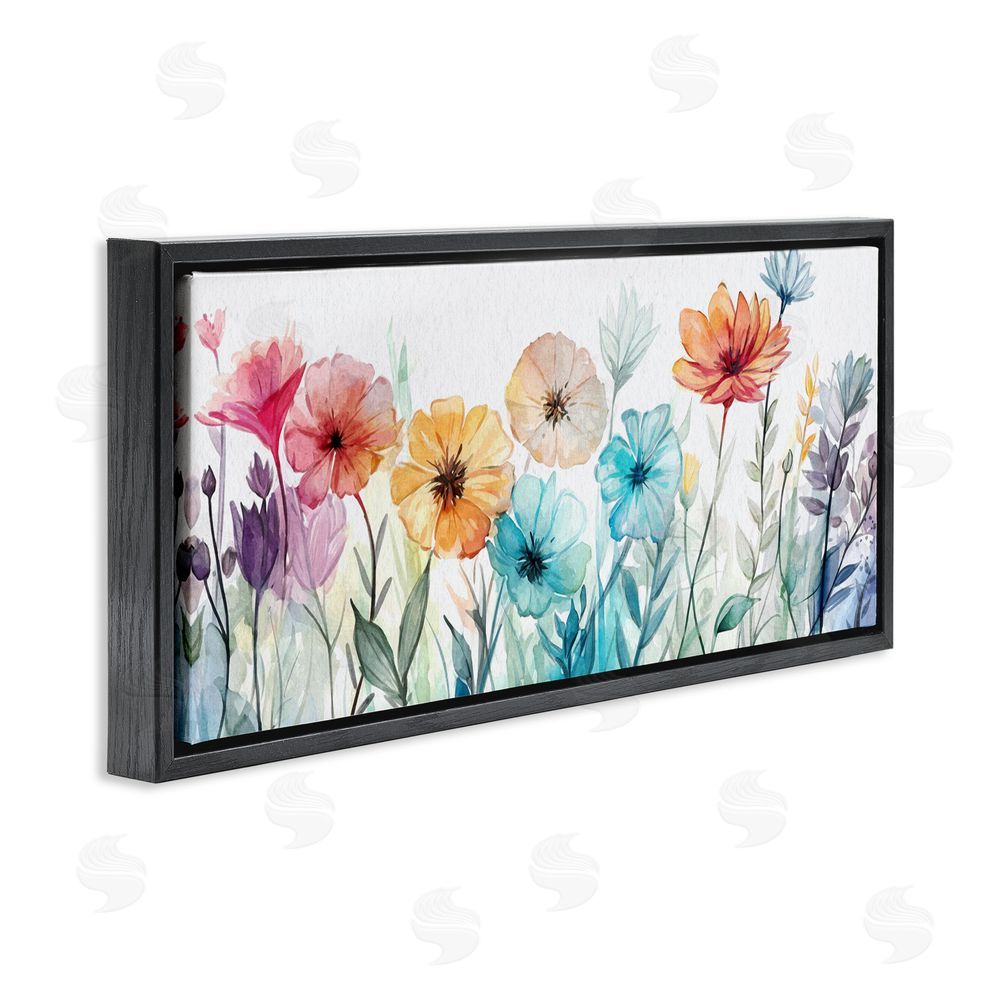 Ziwei Li Rainbow Hued Blossoms Black Floating Frame Canvas Wall Art Print
