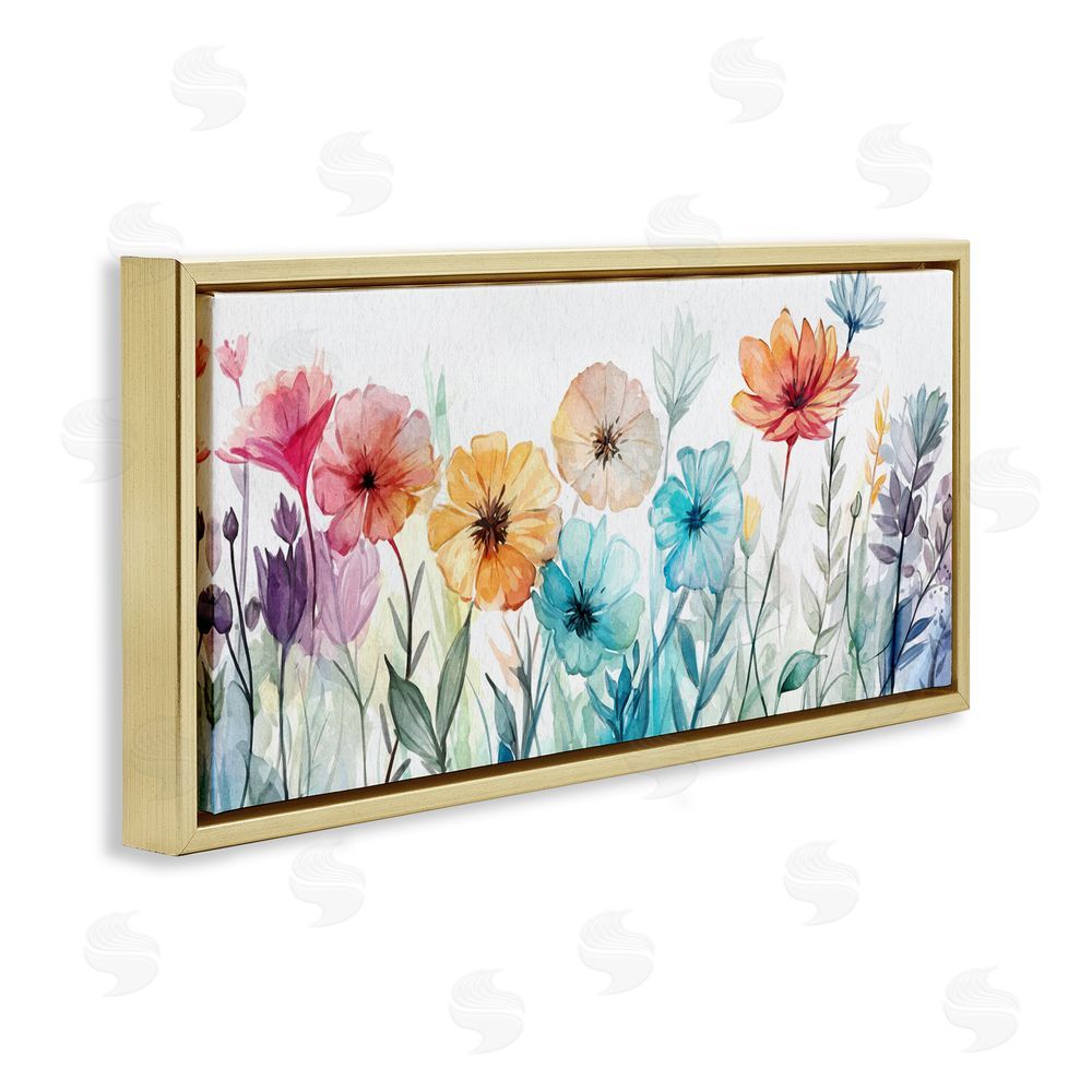 Ziwei Li Rainbow Hued Blossoms Gold Floating Frame Canvas Wall Art Print