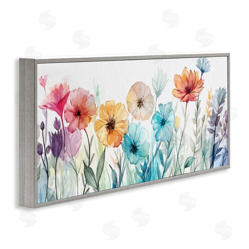 Ziwei Li Rainbow Hued Blossoms Gray Framed Giclee Wall Art Print