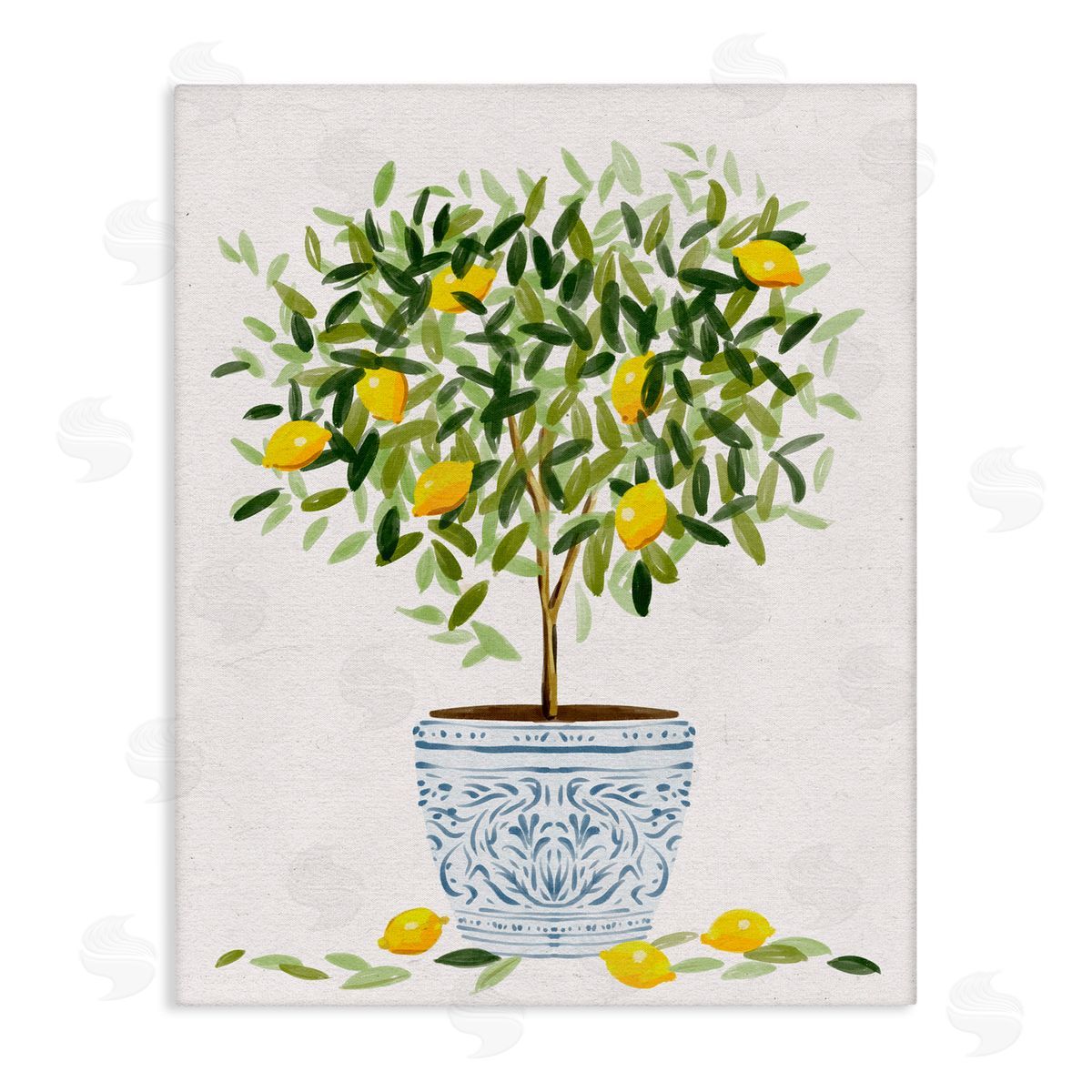 Lemon Tree Detailed Planter Canvas Wall Art, Home Decor by Ziwei Li