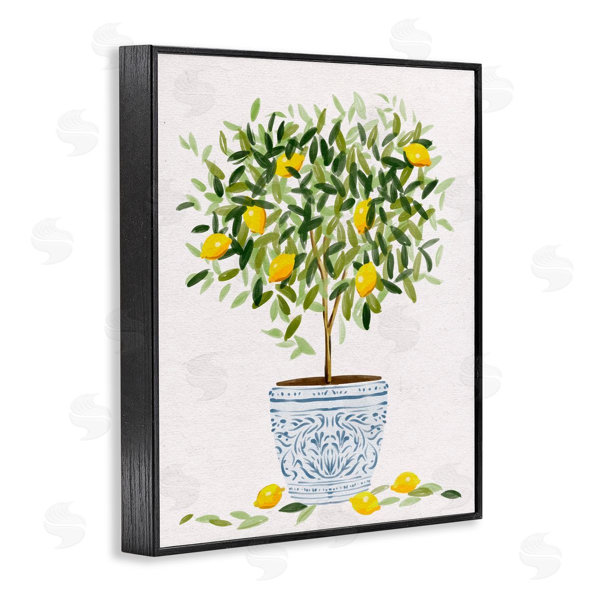 Lemon Tree Detailed Planter Black Frame Print Wall Art, Home Decor by Ziwei Li