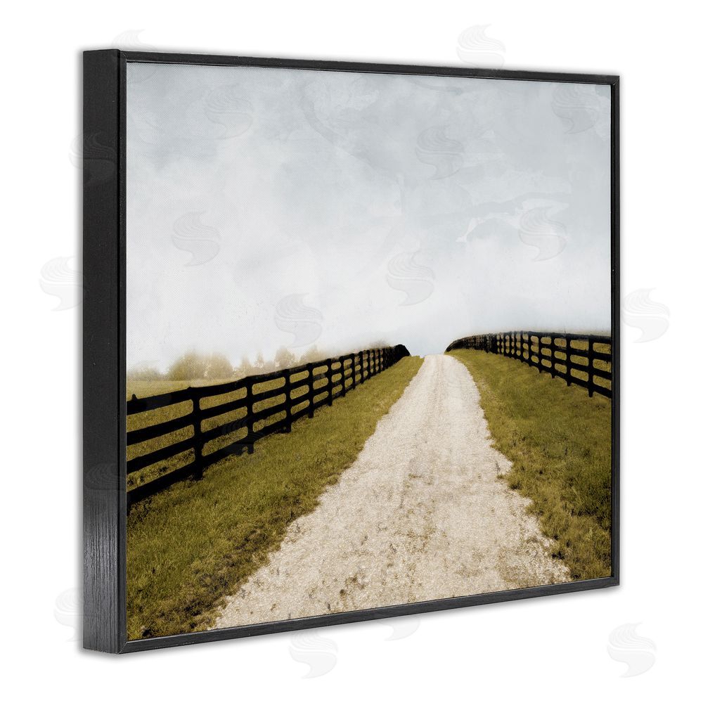 Ynon Mabat Farmland Path with Fence Black Framed Giclee Wall Art Print