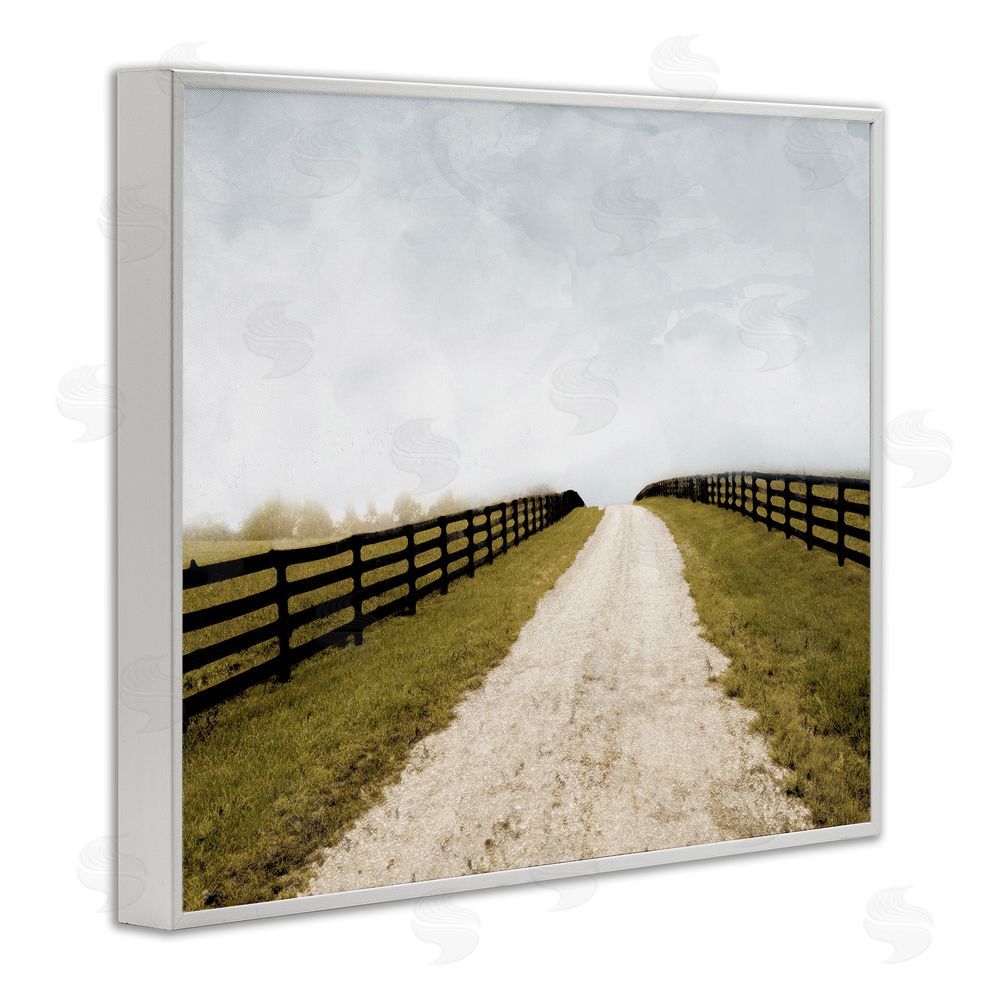 Ynon Mabat Farmland Path with Fence White Framed Giclee Wall Art Print
