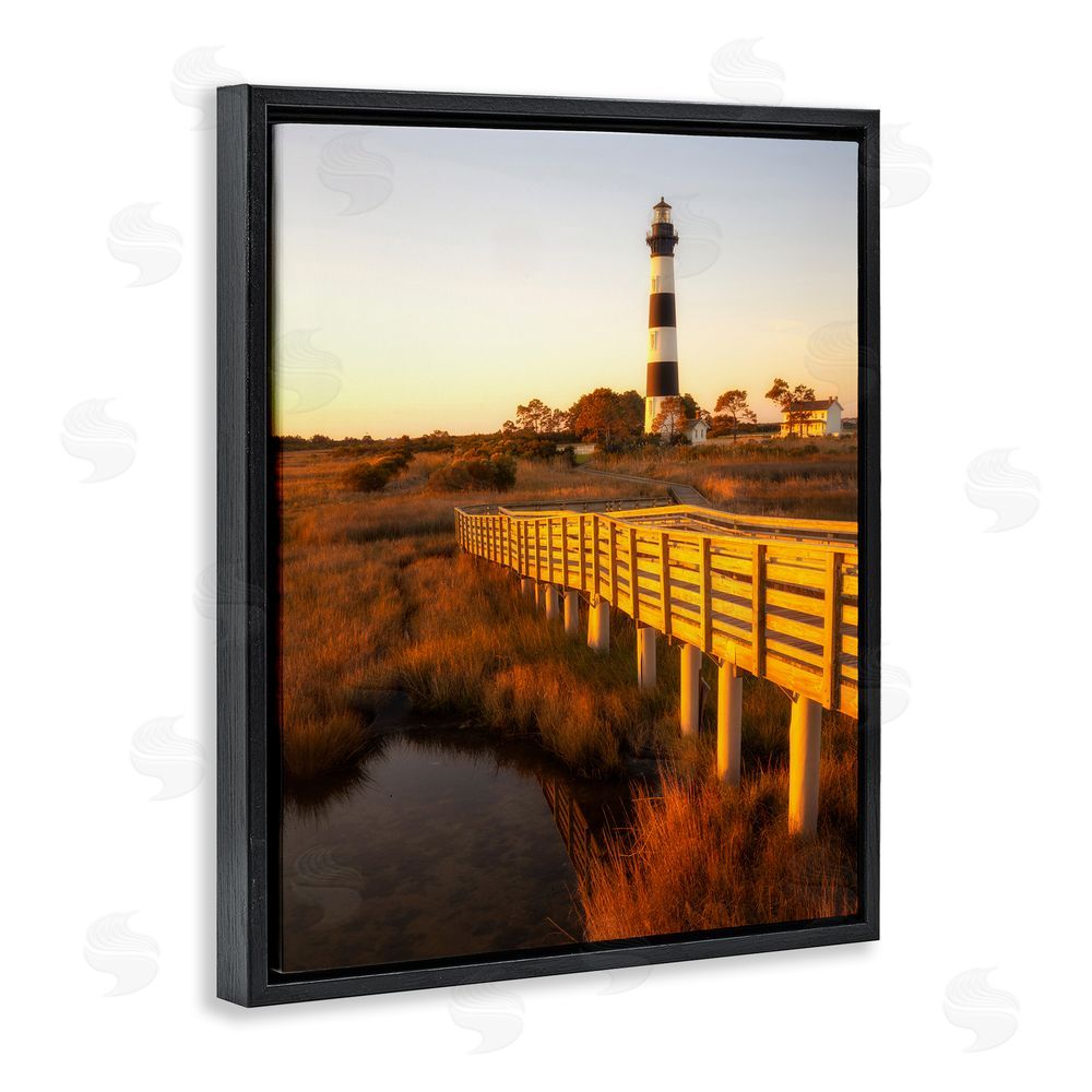 Danny Head Bridge to Lighthouse Black Floating Frame Canvas Wall Art Print
