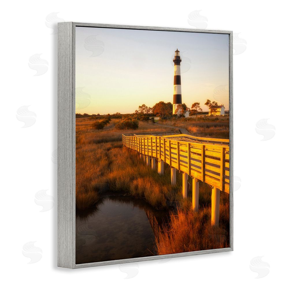 Danny Head Bridge to Lighthouse Gray Framed Giclee Wall Art Print