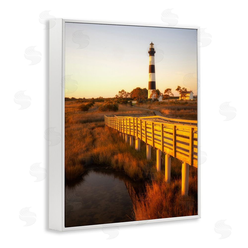 Danny Head Bridge to Lighthouse White Framed Giclee Wall Art Print
