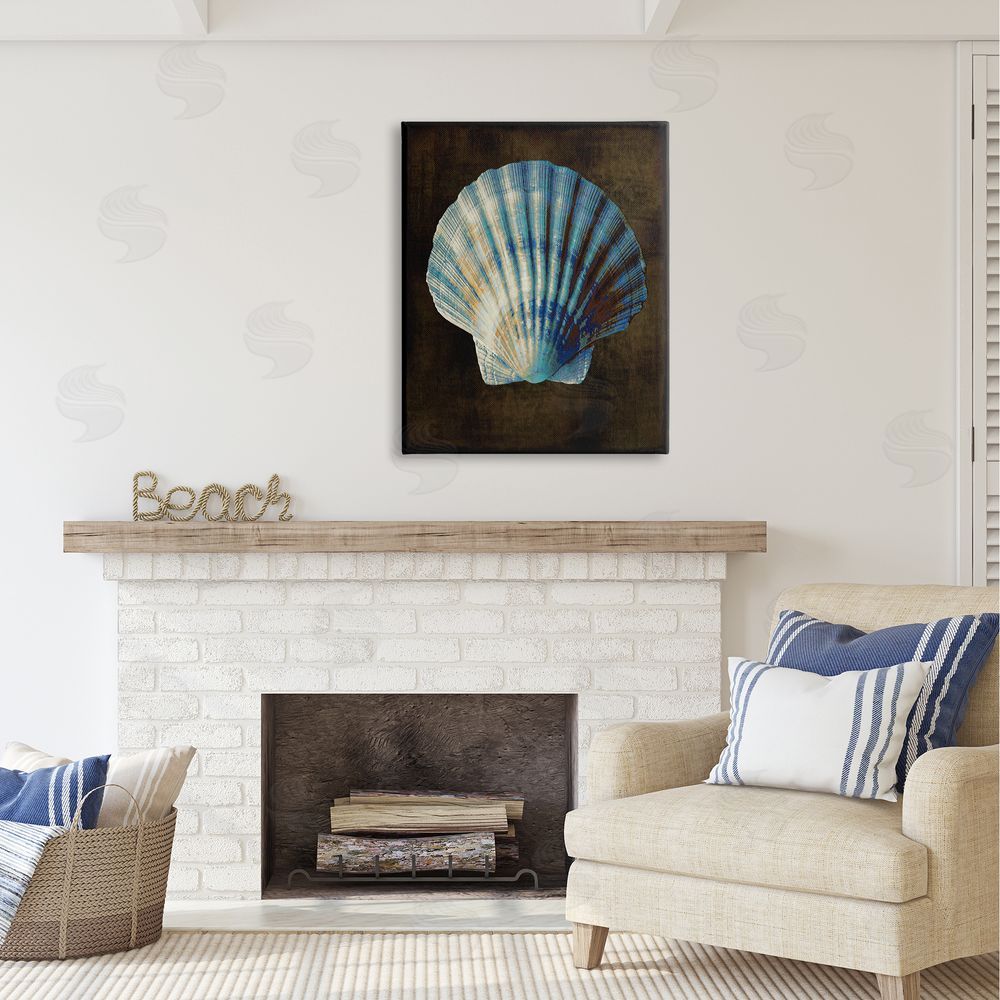 Caroline Kelly Dark Clam Shell Canvas Wall Art Print in Room