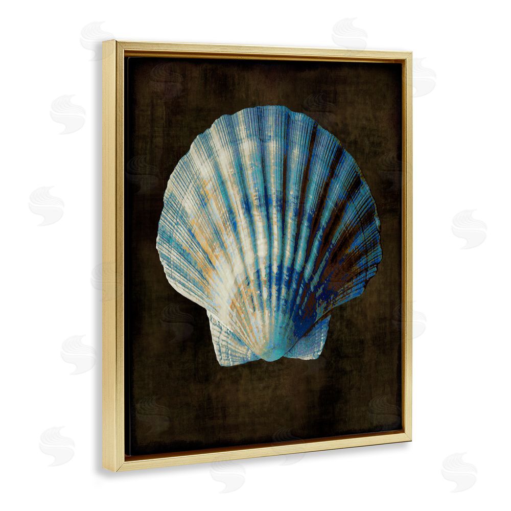 Caroline Kelly Dark Clam Shell Gold Floating Frame Canvas Wall Art Print