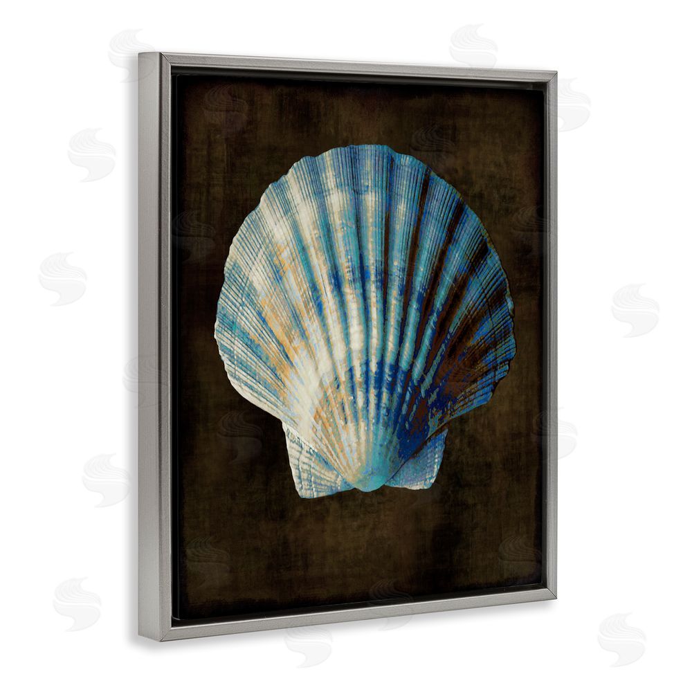 Caroline Kelly Dark Clam Shell Grey Floating Frame Canvas Wall Art Print