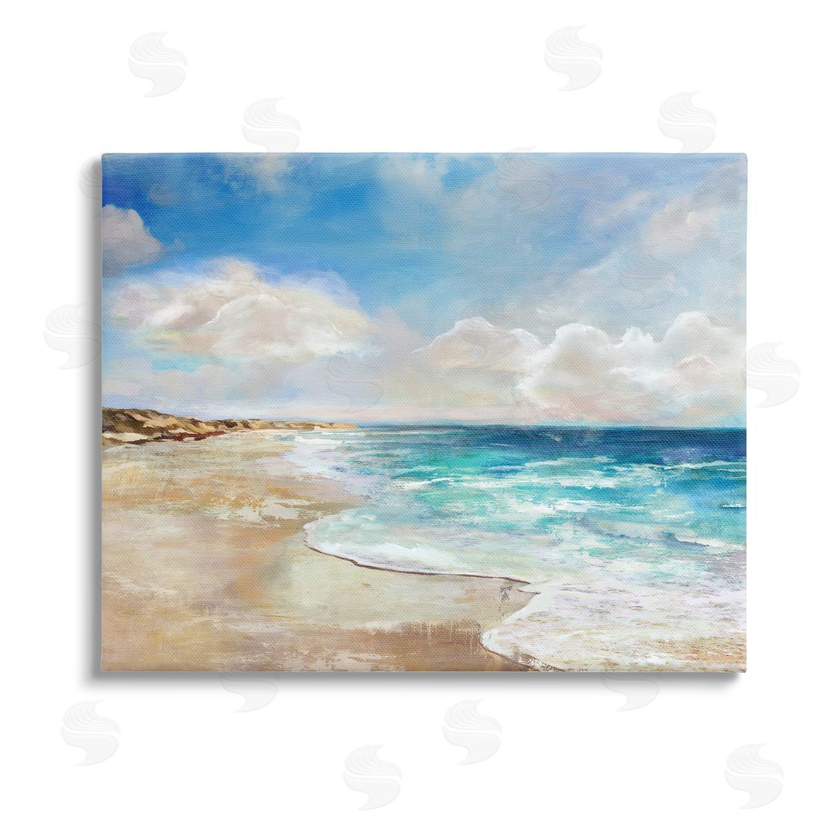 Carson Lyons Abstract Beach Shore Scene Stretched Canvas Wall Art Print