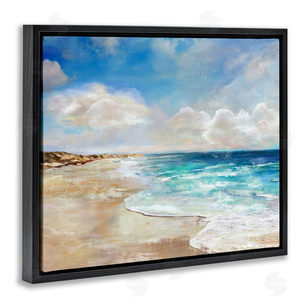 Carson Lyons Abstract Beach Shore Scene Black Floating Frame Canvas Wall Art Print