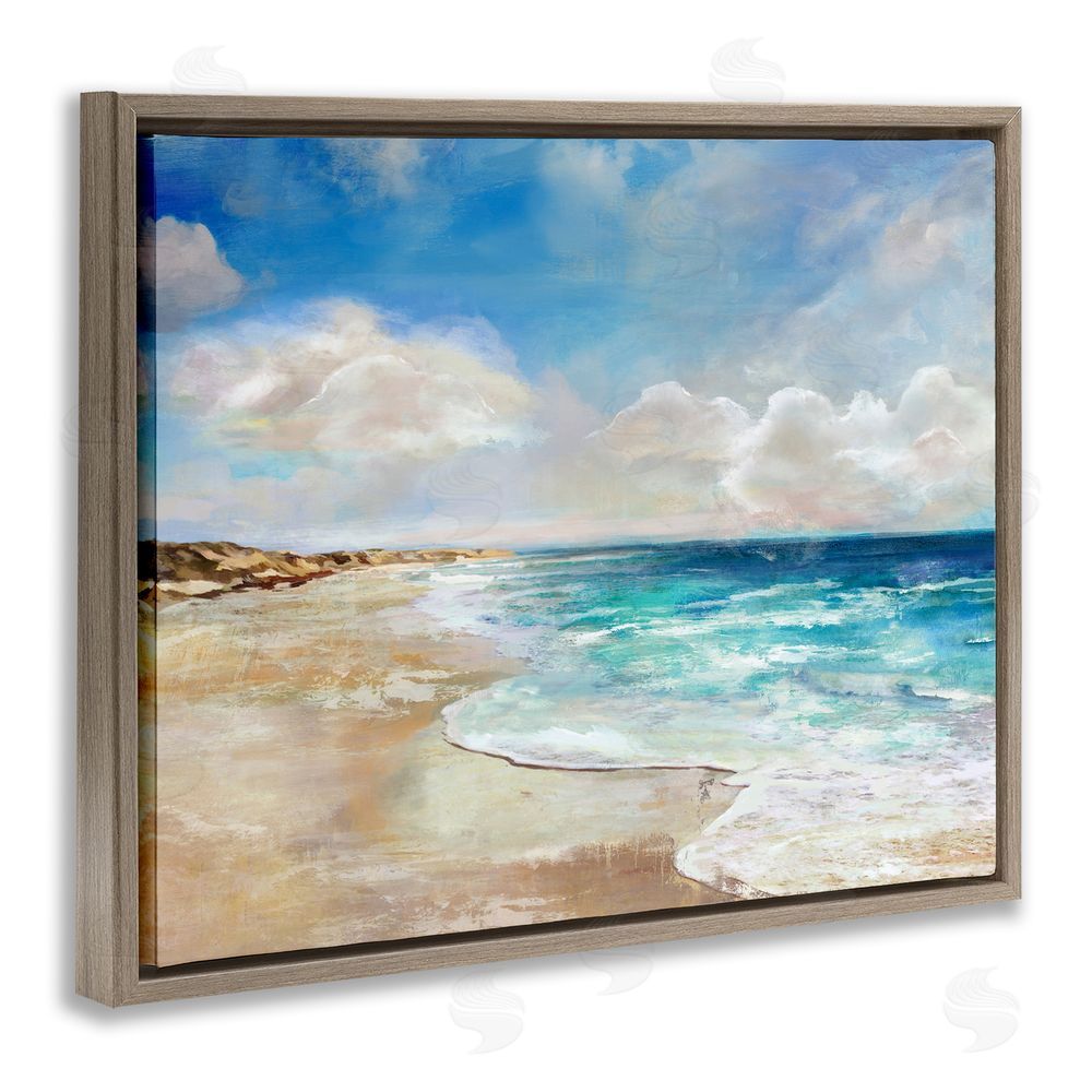 Carson Lyons Abstract Beach Shore Scene Brown Floating Frame Canvas Wall Art Print