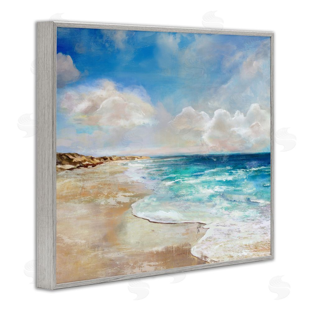 Carson Lyons Abstract Beach Shore Scene Gray Framed Giclee Wall Art Print