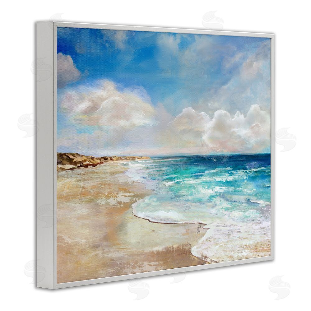 Carson Lyons Abstract Beach Shore Scene White Framed Giclee Wall Art Print