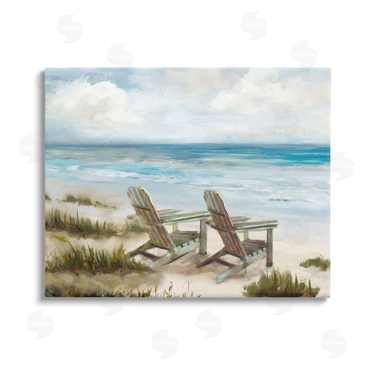 Carson Lyons View For Two Beach Chairs Stretched Canvas Wall Art Print