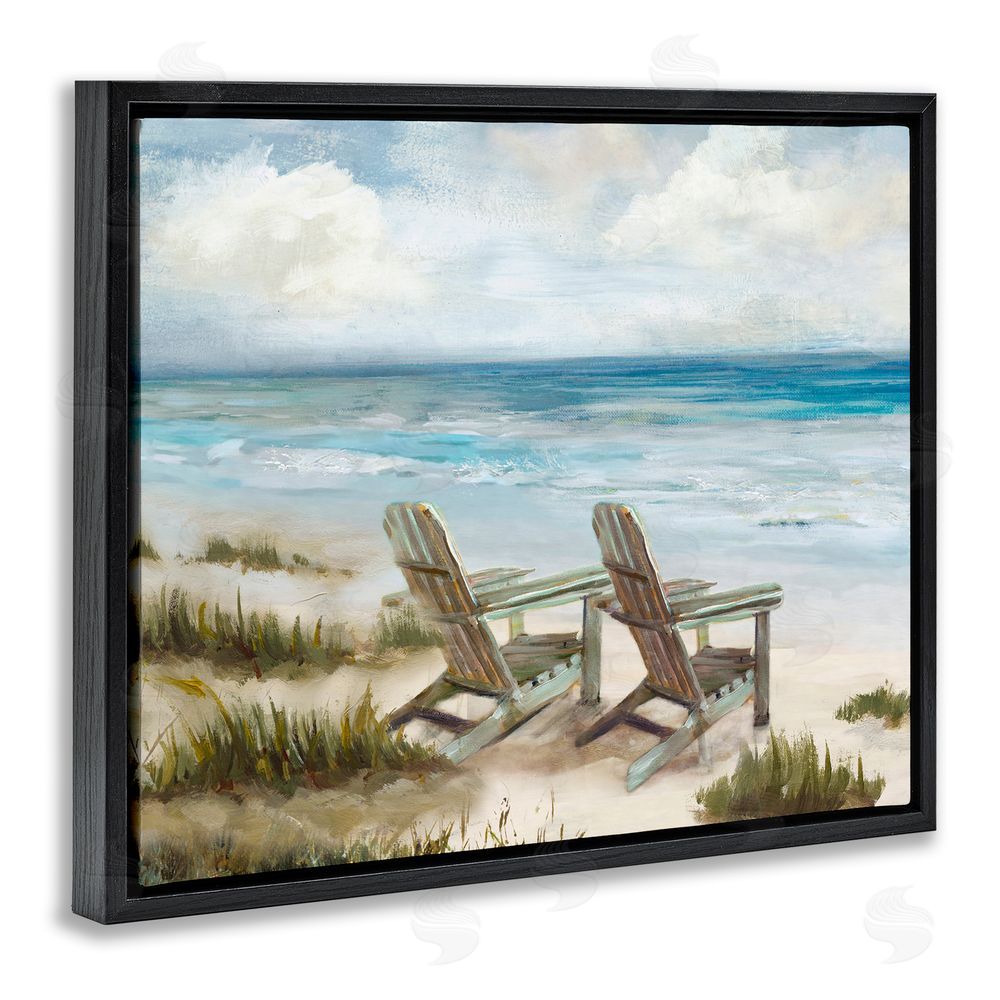 Carson Lyons View For Two Beach Chairs Black Floating Frame Canvas Wall Art Print