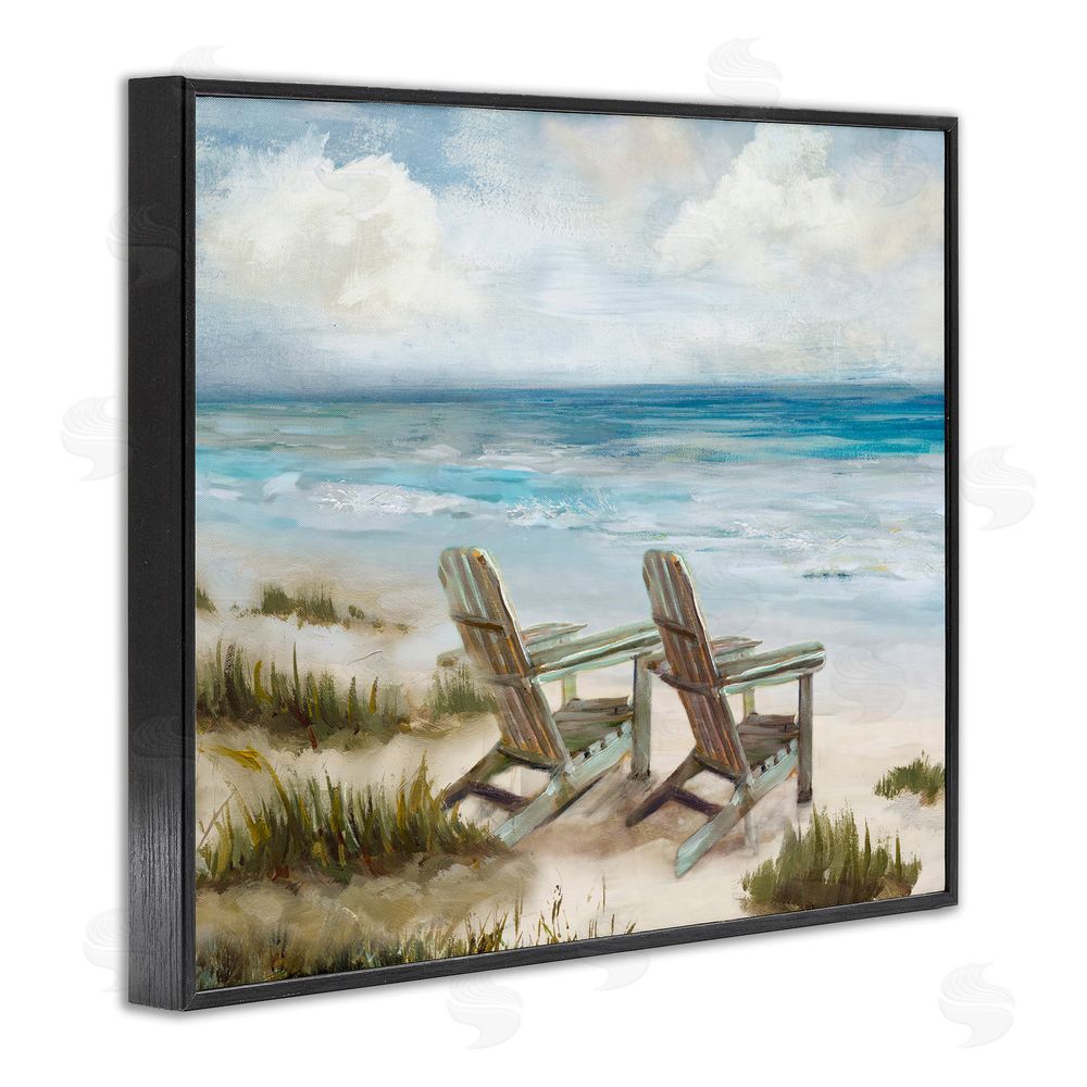 Carson Lyons View For Two Beach Chairs Black Framed Giclee Wall Art Print