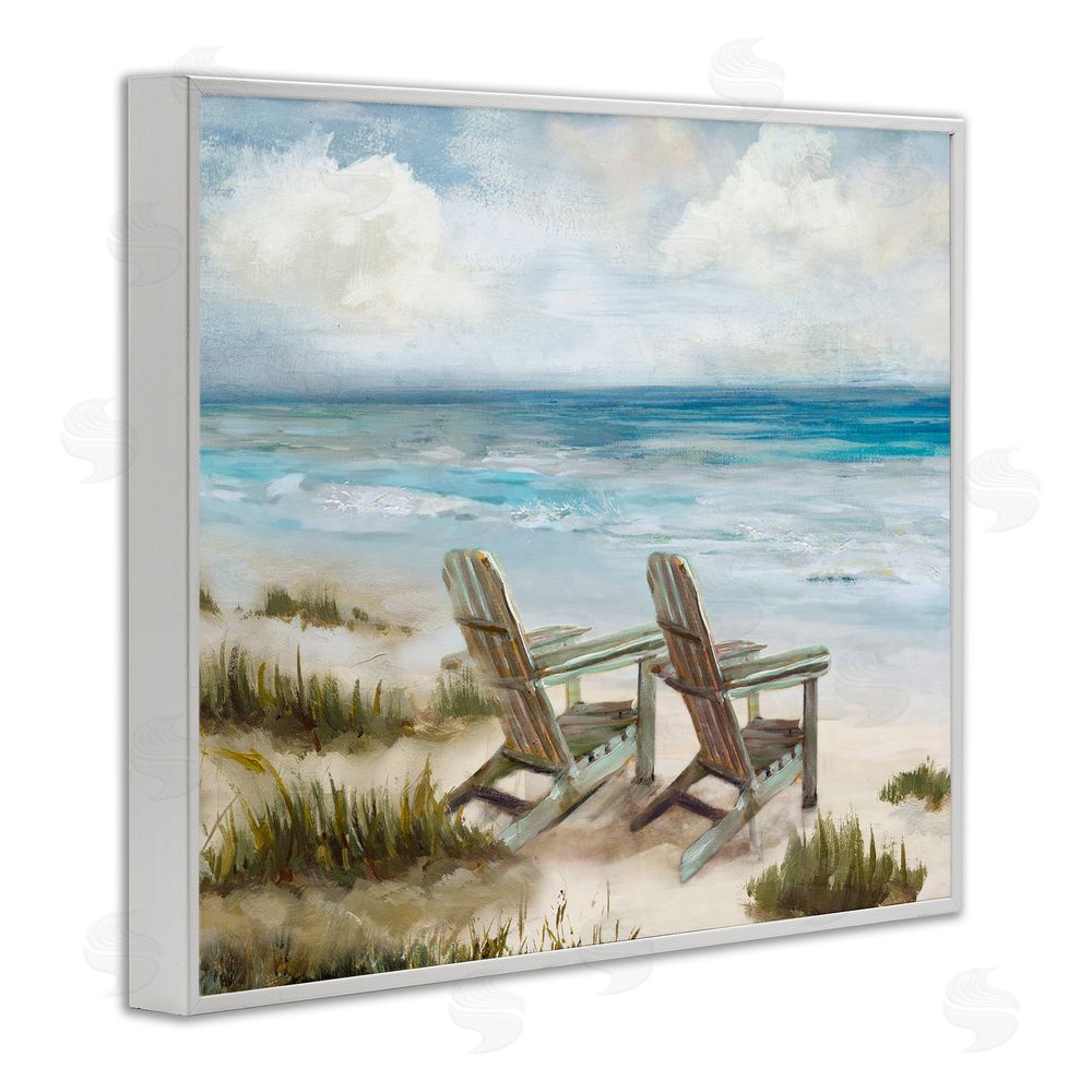 Carson Lyons View For Two Beach Chairs White Framed Giclee Wall Art Print