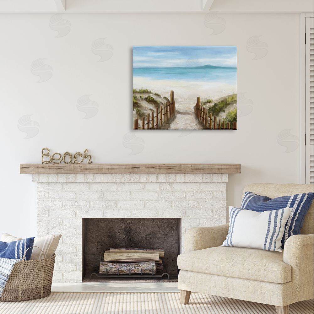 Carson Lyons Beach Pathway to Shore Canvas Wall Art Print in Room