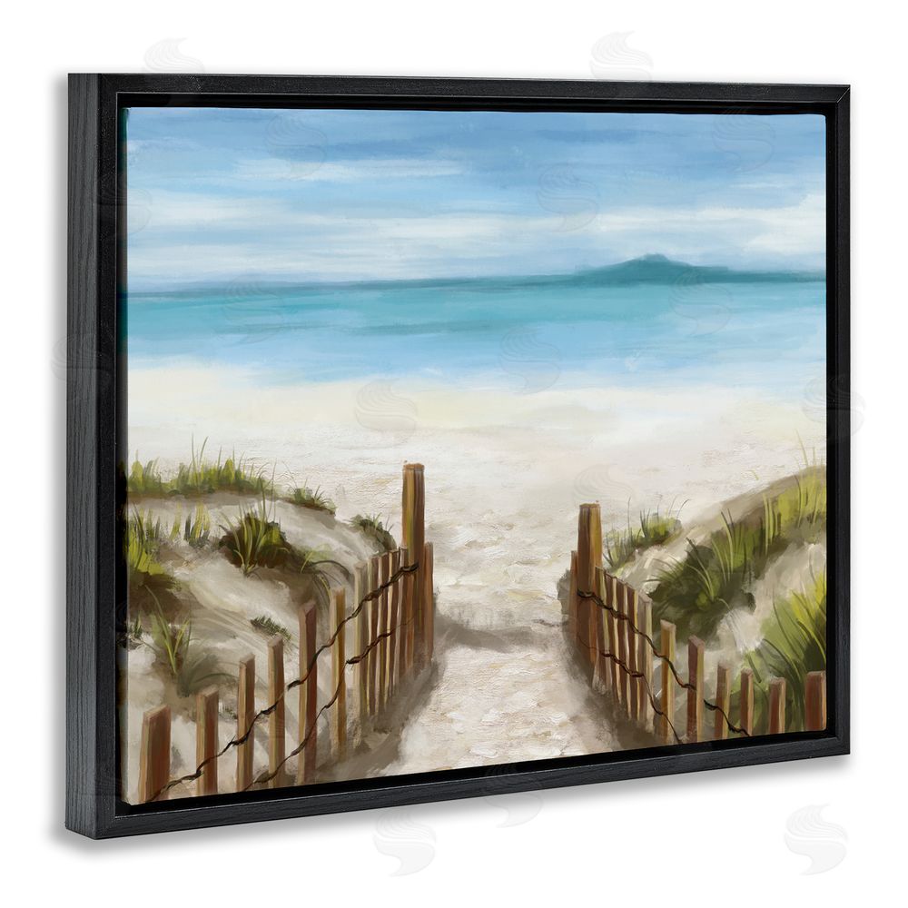 Carson Lyons Beach Pathway to Shore Black Floating Frame Canvas Wall Art Print
