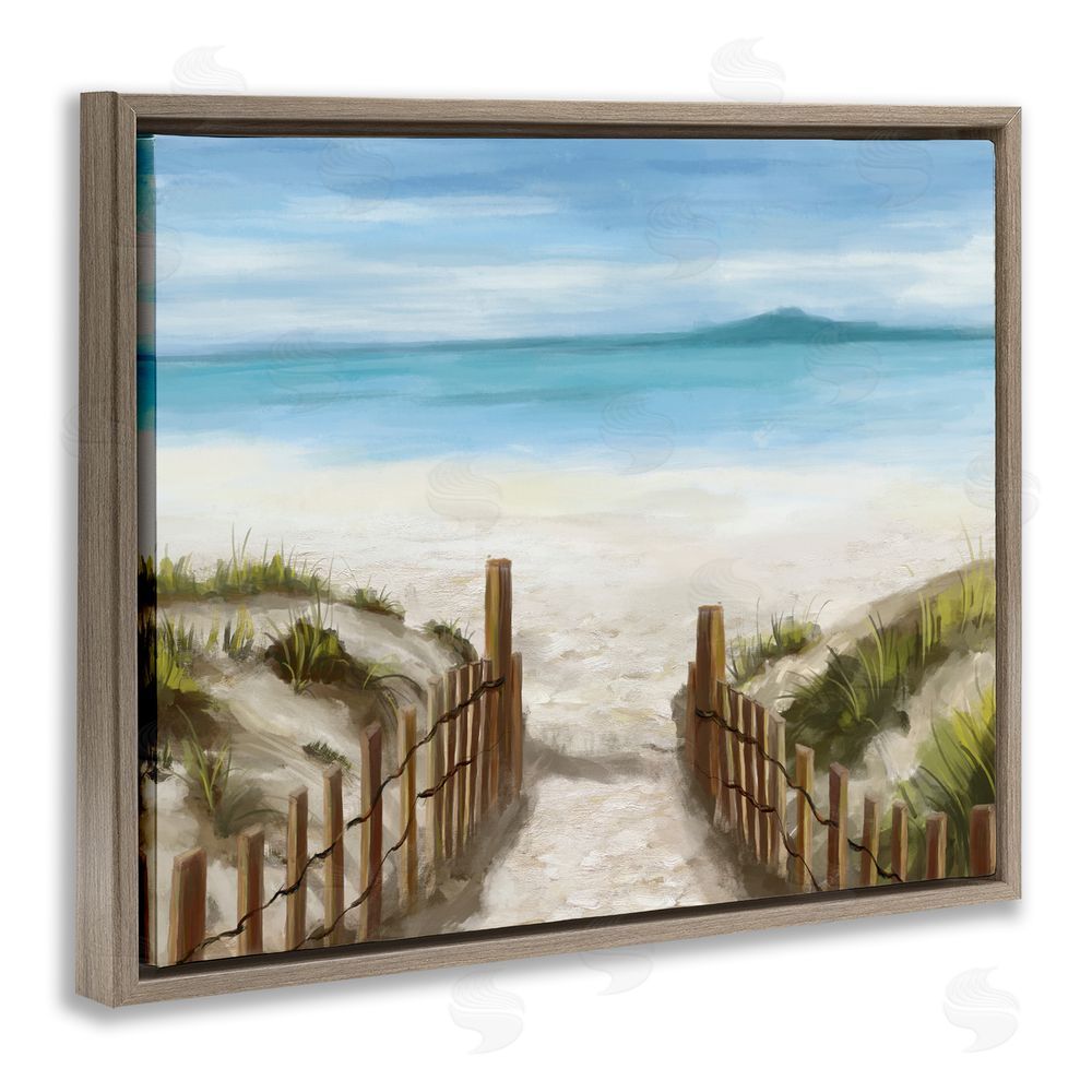 Carson Lyons Beach Pathway to Shore Brown Floating Frame Canvas Wall Art Print