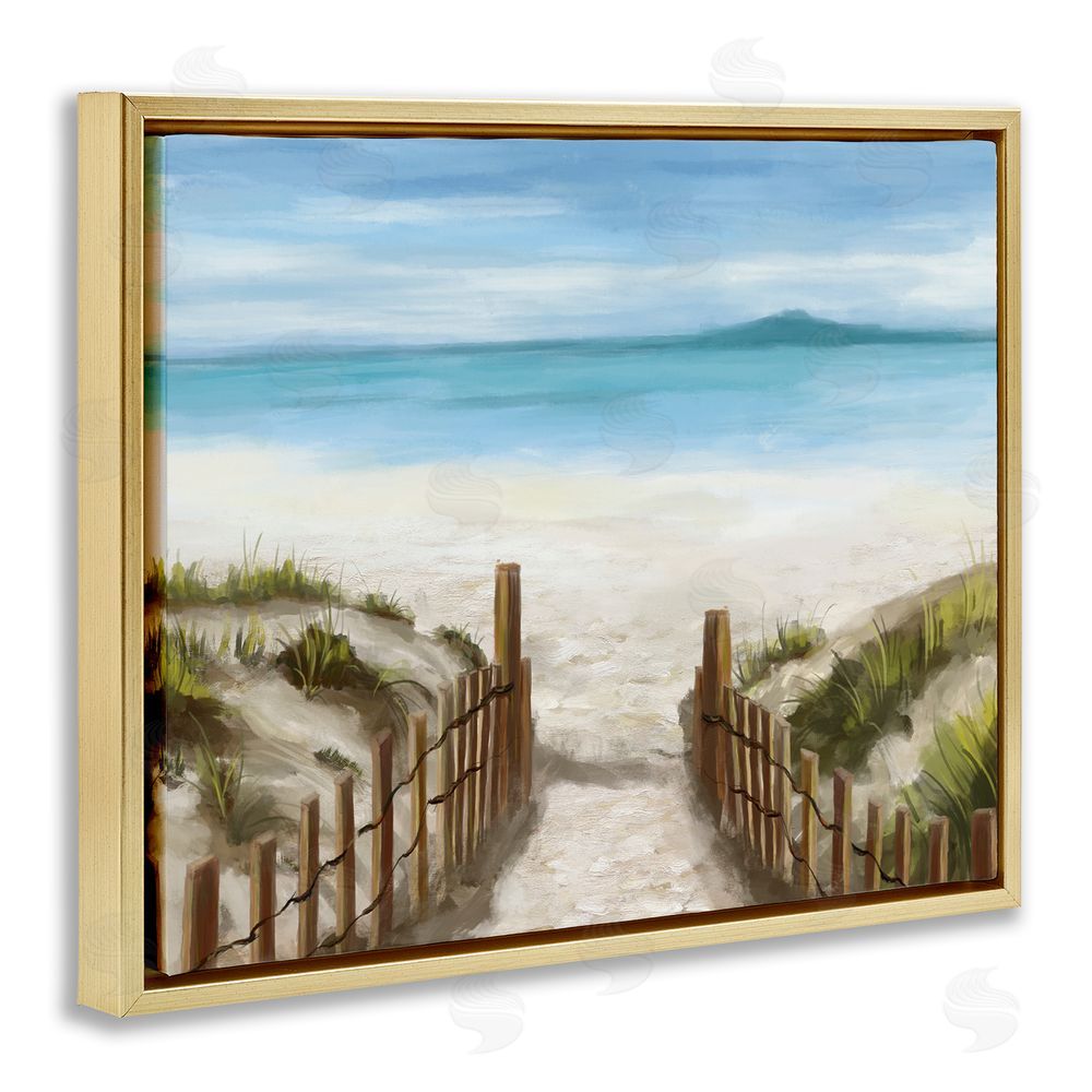 Carson Lyons Beach Pathway to Shore Gold Floating Frame Canvas Wall Art Print