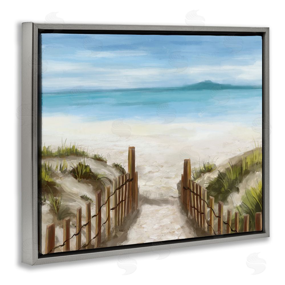 Carson Lyons Beach Pathway to Shore Grey Floating Frame Canvas Wall Art Print