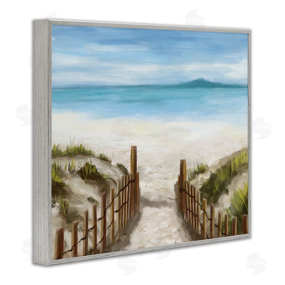 Carson Lyons Beach Pathway to Shore Gray Framed Giclee Wall Art Print