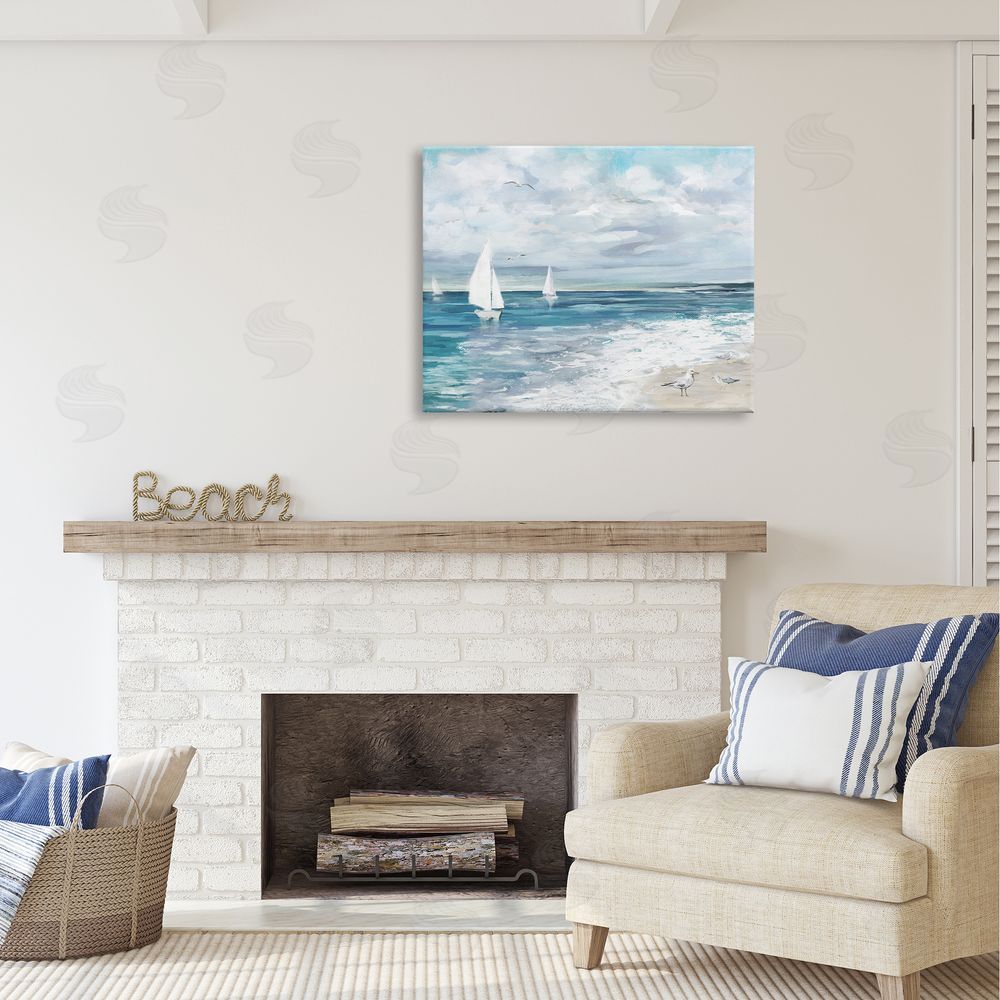 Carson Lyons On The Water Landscape Canvas Wall Art Print in Room