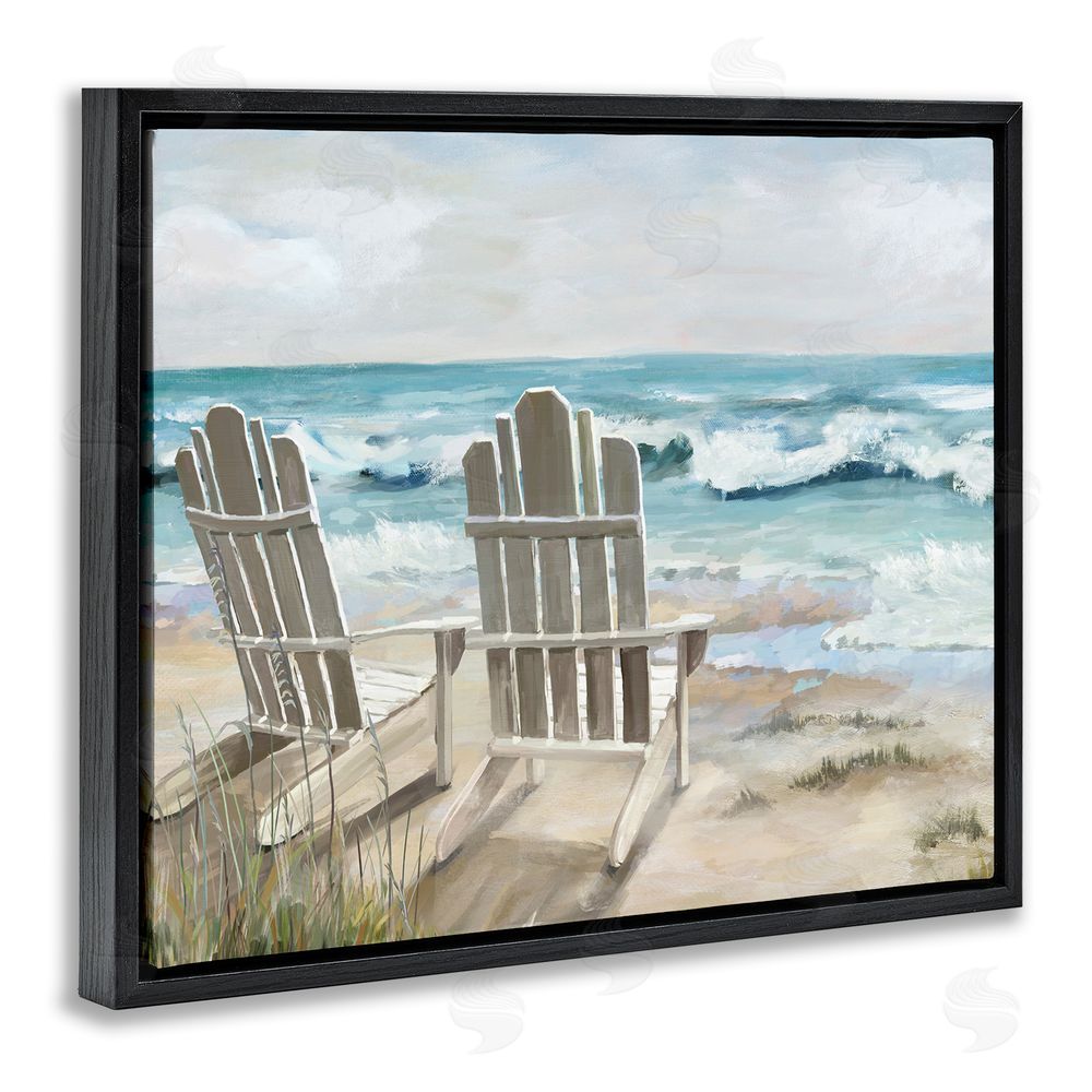 Carson Lyons Serene Beach Scene Black Floating Frame Canvas Wall Art Print