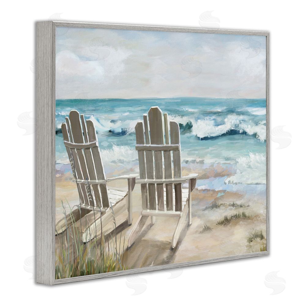 Carson Lyons Serene Beach Scene Gray Framed Giclee Wall Art Print