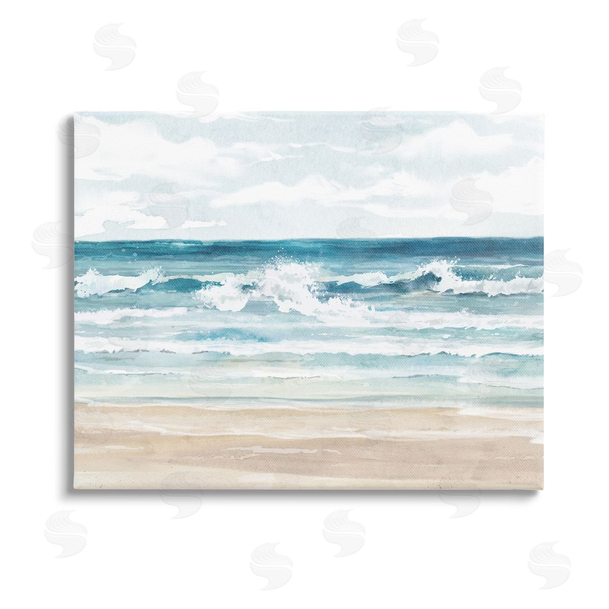 Carson Lyons On The Shore Beach Waves Stretched Canvas Wall Art Print
