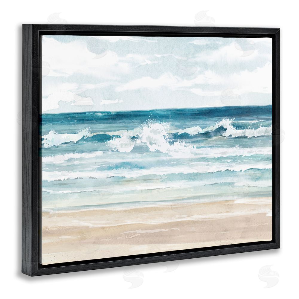 Carson Lyons On The Shore Beach Waves Black Floating Frame Canvas Wall Art Print