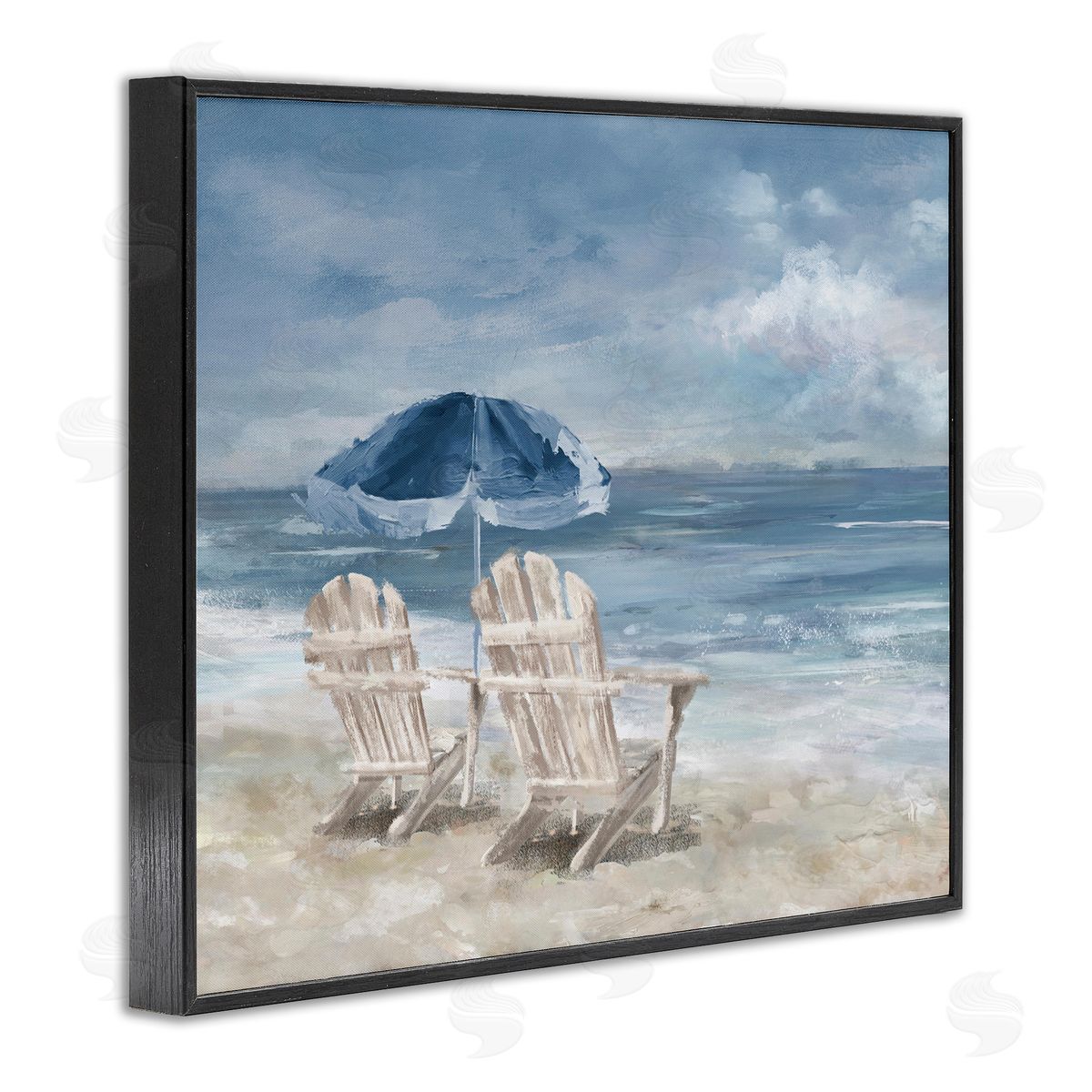 Serene Beach Chairs Black Frame Print Wall Art, Home Decor by Carson Lyons